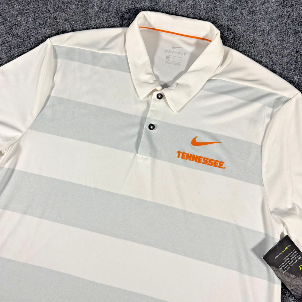 Tennessee Volunteers Nike Dri-Fit On Field Polo L White Stripe Football NWT